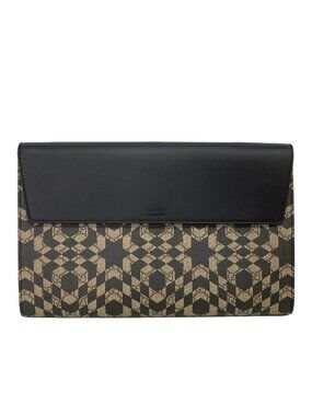 Gucci Clutch GG Carre Ido Supreme Canvas Portfolio Beige Dark Brown Black
